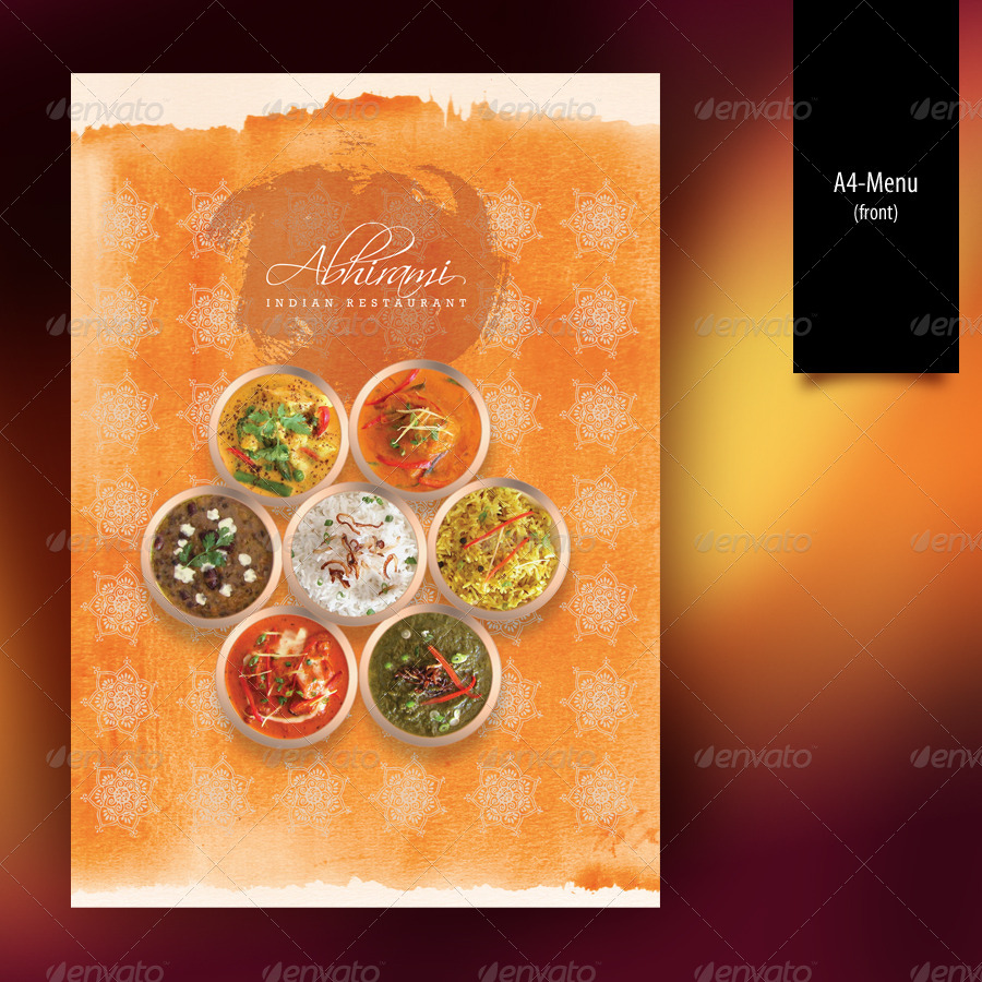 Indian Restaurant Menu set - A4 & Trifold by Boben | GraphicRiver